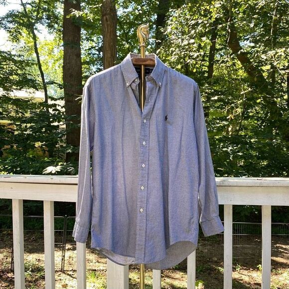 Vintage 80s Ralph Lauren Black Houndstooth Button Up Shirt - Picture 1 of 7